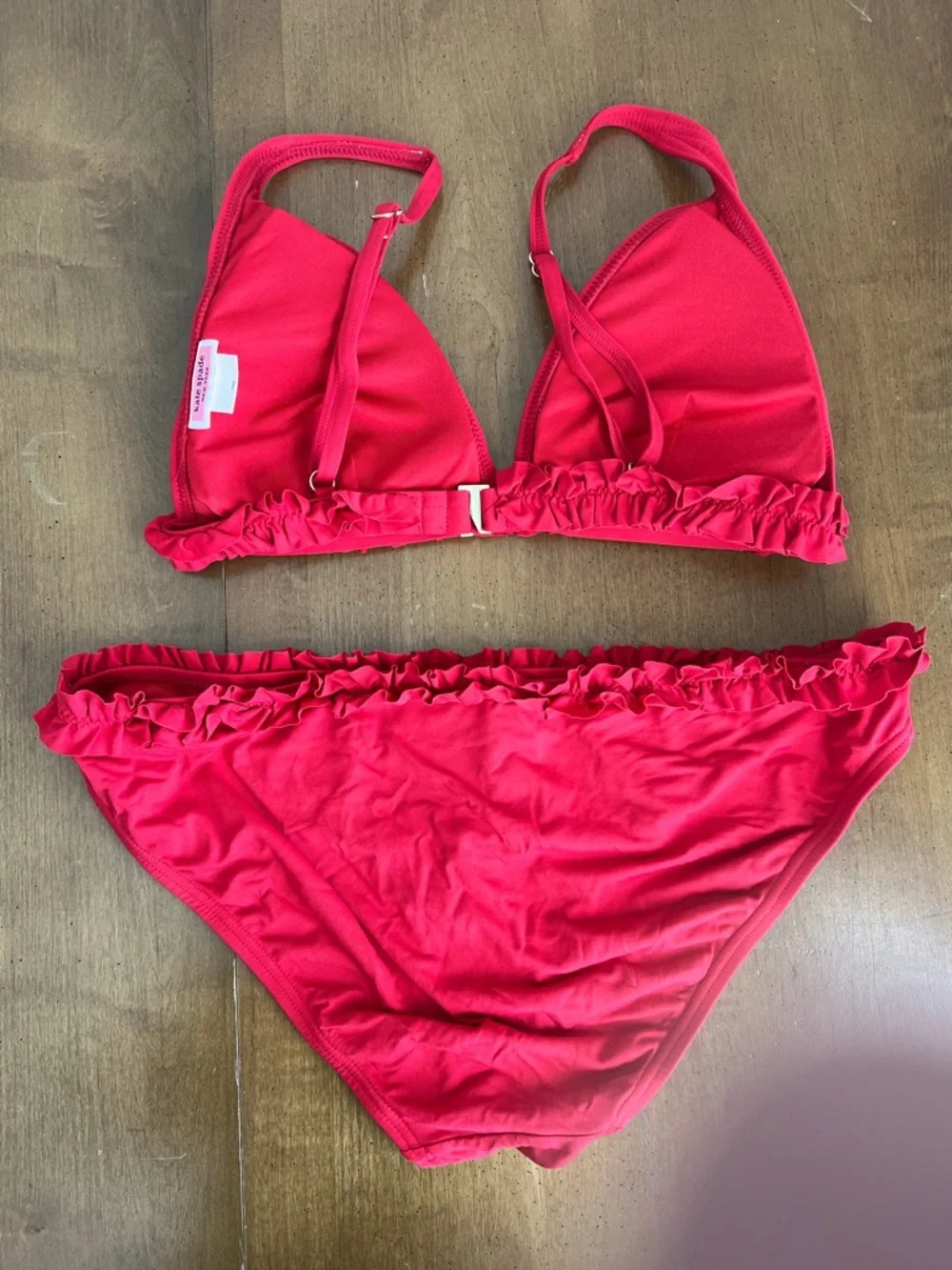 💕 Kate Spade Vibrant Red Mini Ruffle French Bikini Set Size 8 - Picture 4 of 9